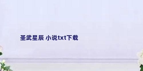 圣武星辰 小说txt下载